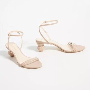 NWOT Anthropologie Guilhermina Sculptured Heeled Creme Sandals Sz 7, 8, 9
